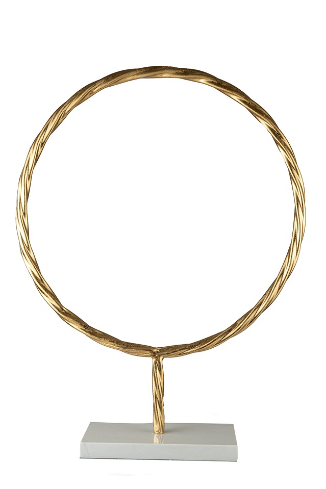 ΜΕΤΑΛΛΙΚΟΣ ΧΡΥΣΟΣ ΚΥΚΛΟΣ ΣΕ ΜΑΡΜΑΡΙΝΗ ΛΕΥΚΗ ΒΑΣΗ 30,5Χ8,3Χ43ΕΚ