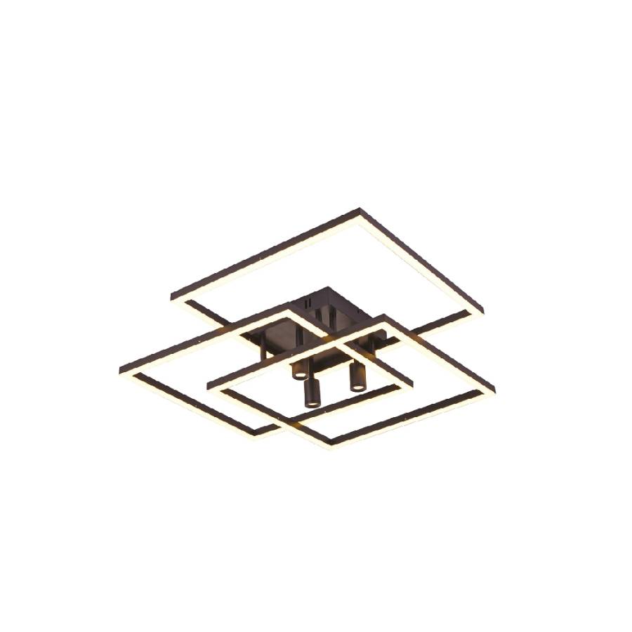 Inlight Πλαφονιέρα οροφής LED 72W & 3*3W 3CCT σε μαύρη απόχρωση D:64x64cm (6112)