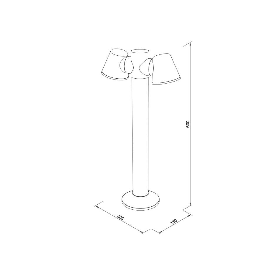 it-Lighting Shasta 2xGU10 Outdoor Pole Light Black D:150x305x600mm (80400814)