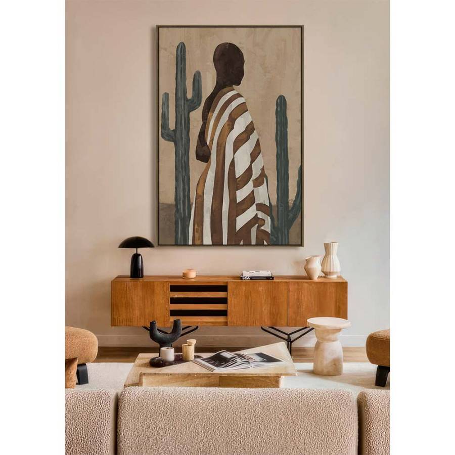 DESERT BLOOM ΠΙΝΑΚΑΣ ΔΙΑΚΟΣΜΗΤΙΚΟΣ ΜΕ ΚΟΡΝΙΖΑ 80x120x4 ΚΑΜΒΑΣ ΚΑΦΕ ΜΠΕΖ PP