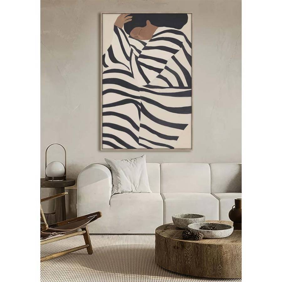 QUIET GRACE ΠΙΝΑΚΑΣ ΔΙΑΚΟΣΜΗΤΙΚΟΣ ΜΕ ΚΟΡΝΙΖΑ 80x120x4 ΚΑΜΒΑΣ ΜΠΕΖ ΜΑΥΡΟ PP