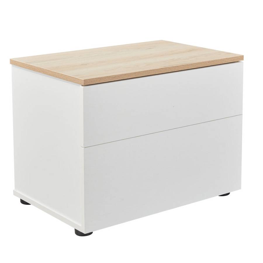 LUCIDO ΚΟΜΟΔΙΝΟ 2ΣΥΡΤΑΡΙΑ ΛΕΥΚΟ OAK ΦΥΣΙΚΟ 58x39x44.5