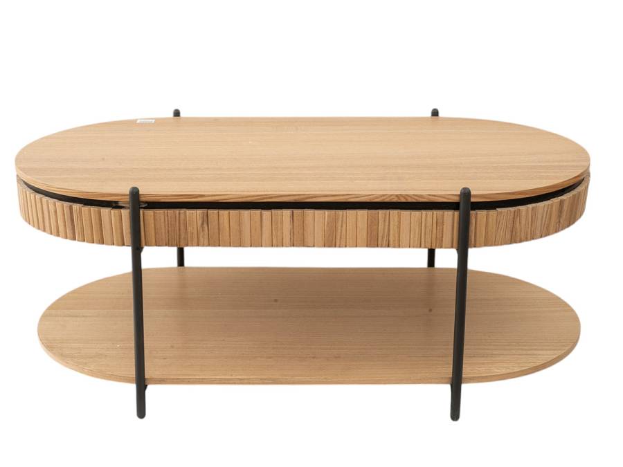 ΤΡΑΠΕΖΙ ΣΑΛΟΝΙΟΥ ΜΠΕΖ ΜΕ ΜΤΑΛΛΙΚΑ ΜΑΥΡΑ ΠΟΔΙΑ ΚΑΙ ΡΑΦΙ 120Χ60Χ40ΕΚ