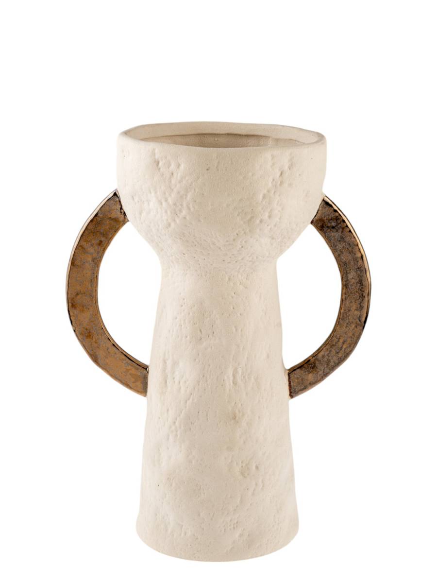 ΚΕΡΑΜΙΚΟ ΒΑΖΟ ΣΑΓΡΕ ΜΠΕΖ ΜΕ ΧΕΡΟΥΛΙΑ ΜΠΡΟΝΖΕ 18Χ16Χ32ΕΚ