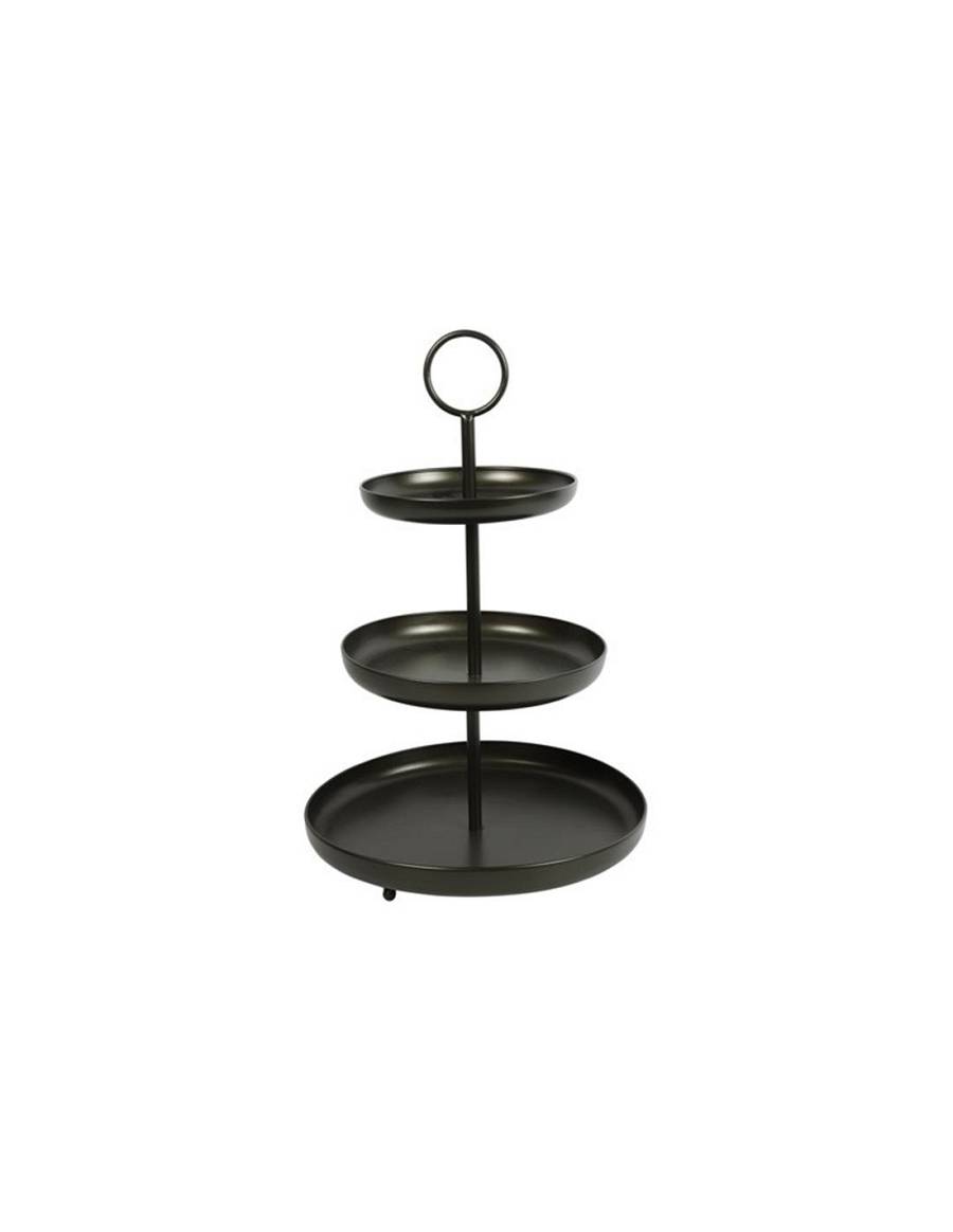 Πιατέλα τριώροφη μαύρη μεταλλική 41x62cm