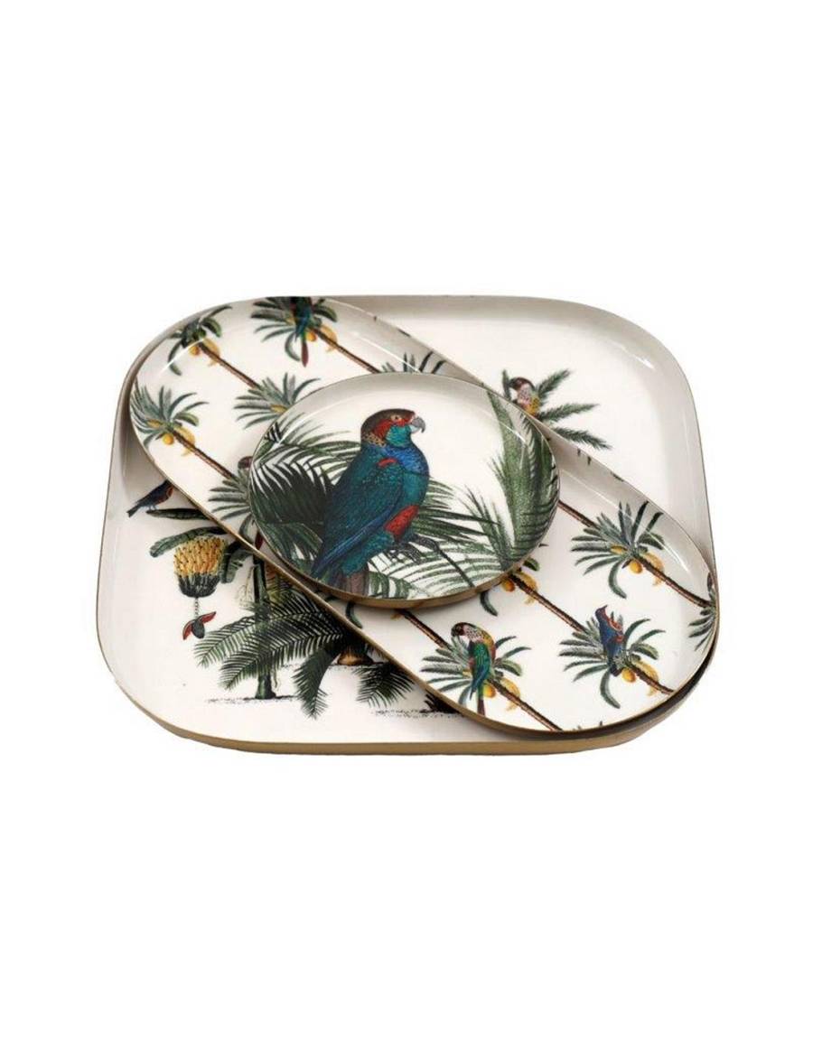 Πιατέλες μεταλ.PALM s/3 21X21X0.5CM /  21X10.5X0.5CM / 11X11X0.5CM