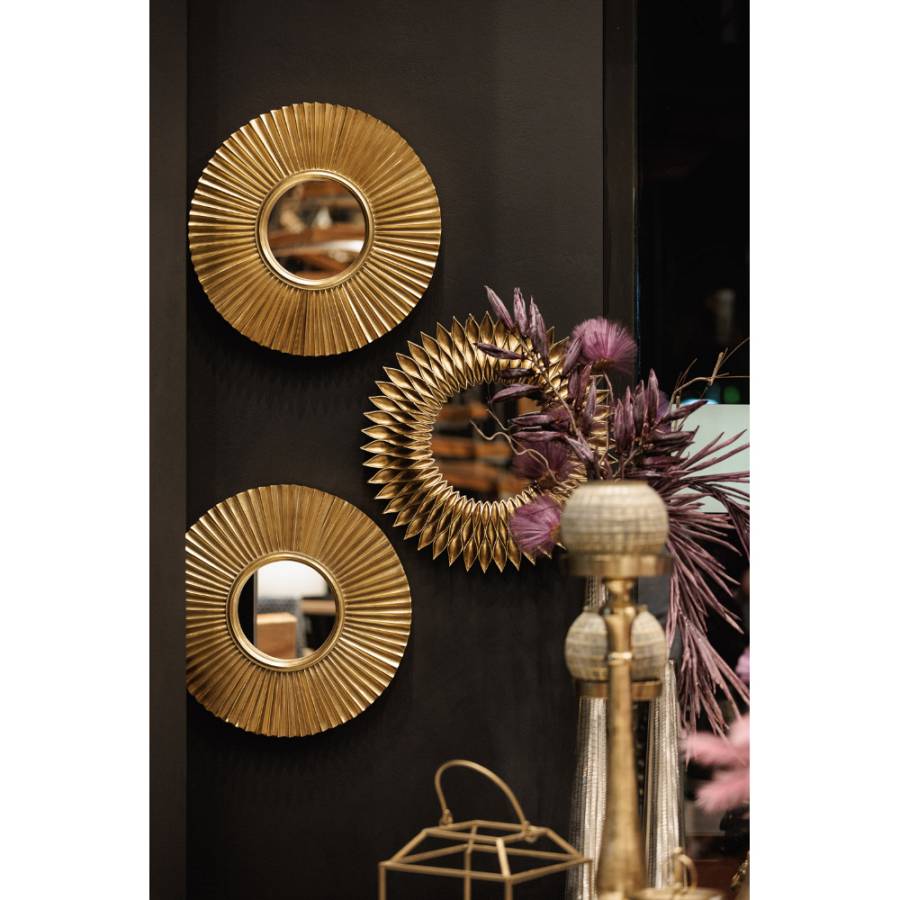 GIRASOL ΚΑΘΡΕΠΤΗΣ ΤΟΙΧΟΥ 51x51x5.5 POLYRESIN ΧΡΥΣΟ ANTIQUE