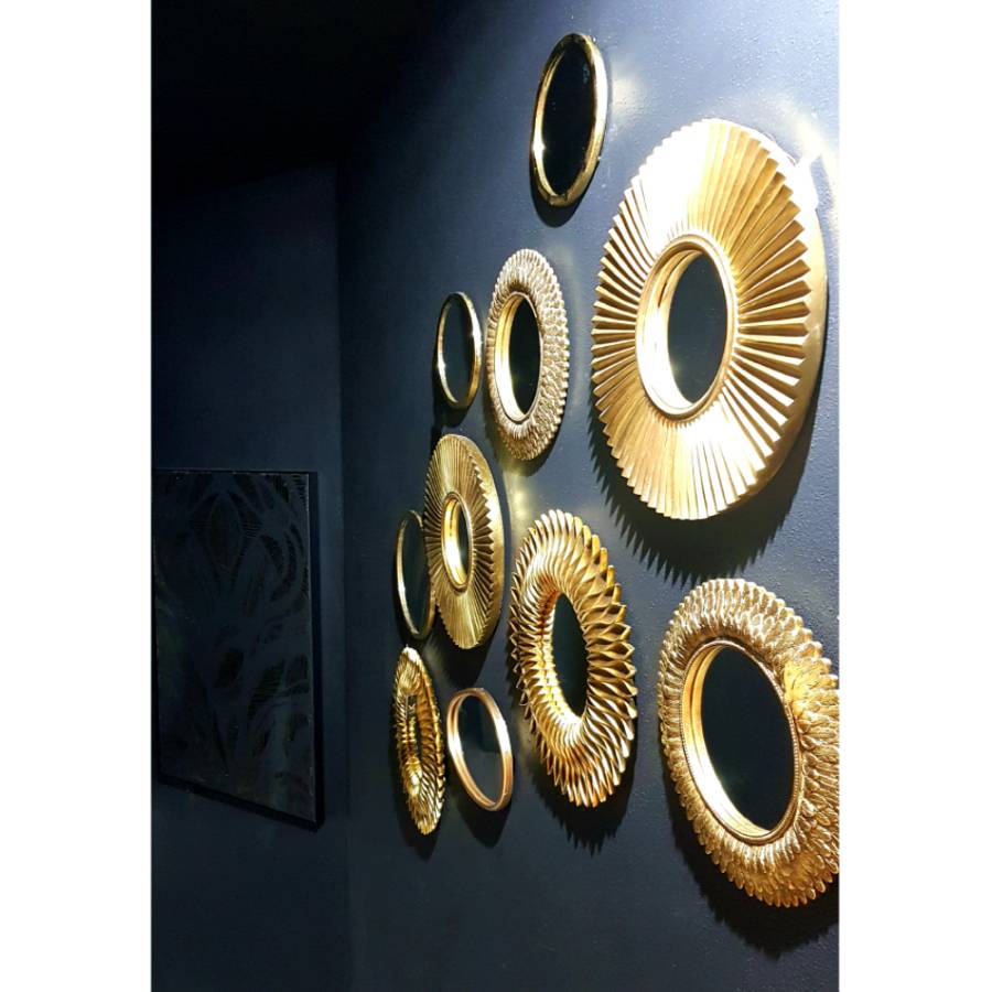 GIRASOL ΚΑΘΡΕΠΤΗΣ ΤΟΙΧΟΥ 51x51x5.5 POLYRESIN ΧΡΥΣΟ ANTIQUE