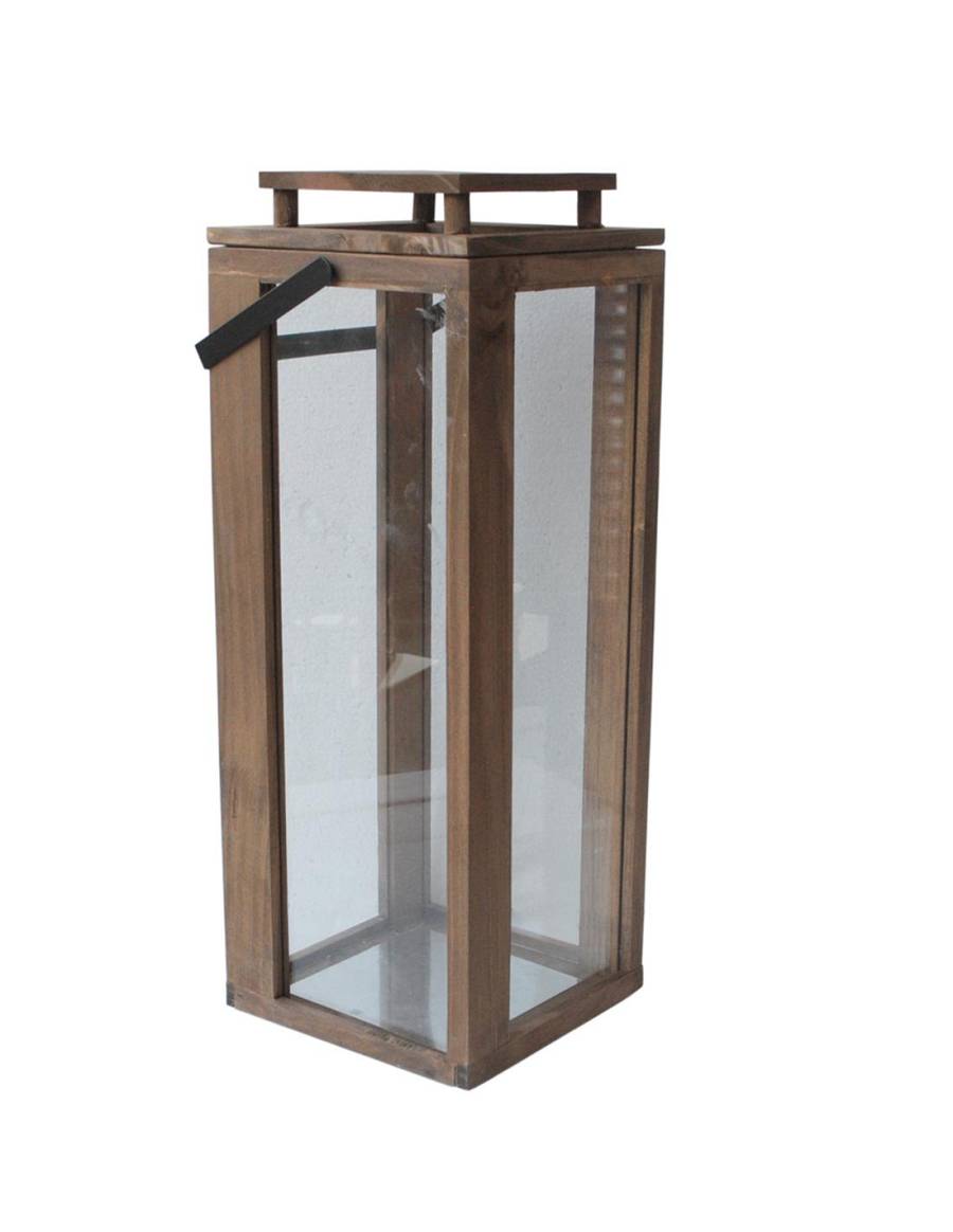 Φανάρι ξύλινο καφέ 18X18X48.5cm