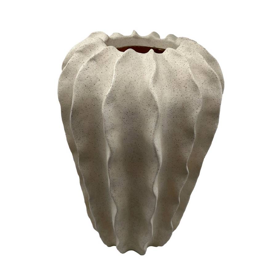 THORNY ΒΑΖΟ 24x24x37.5cm POLYRESIN ΜΠΕΖ