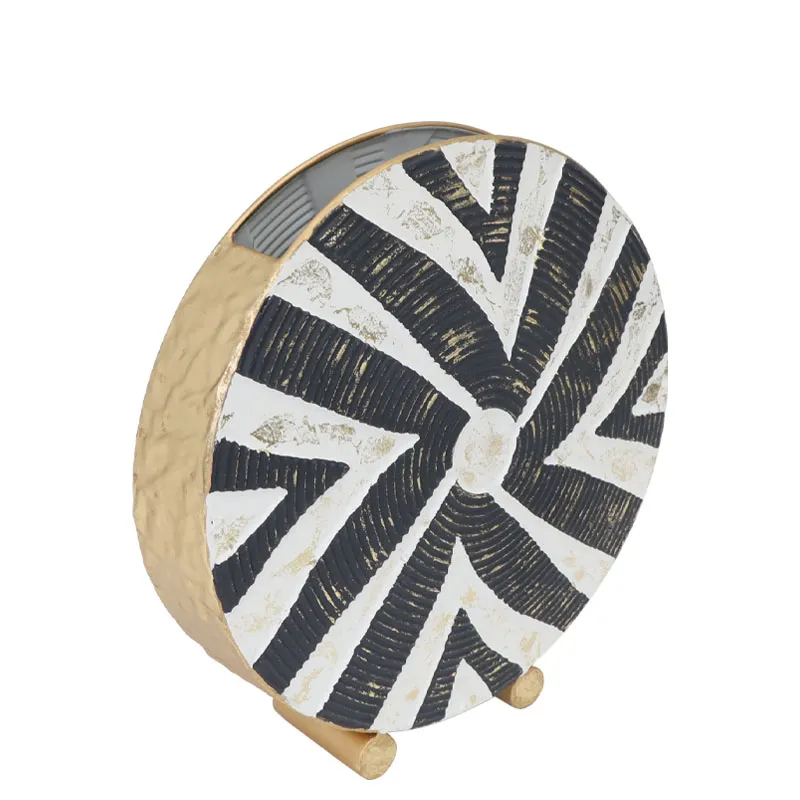 ΜΕΤΑΛΛΙΚΟ ΒΑΖΟ  ΧΡΥΣΟ/ΜΑΥΡΟ/ΛΕΥΚΟ ΑΣΠΡΟΜΑΥΡΕΣ ΓΡΑΜΜΕΣ - 30.5x31.8x8.9cm 4/KIB