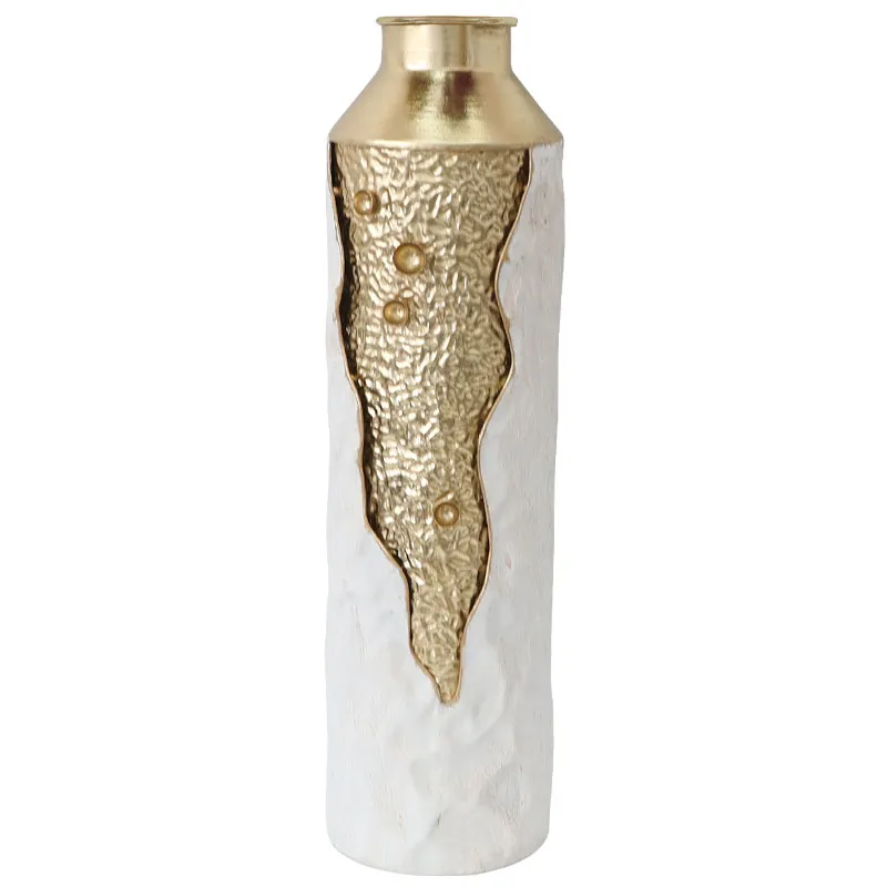 ΜΕΤΑΛΛΙΚΟ ΒΑΖΟ  ΧΡΥΣΟ/ΛΕΥΚΟ   - φ17.8x65.4cm 4/KIB