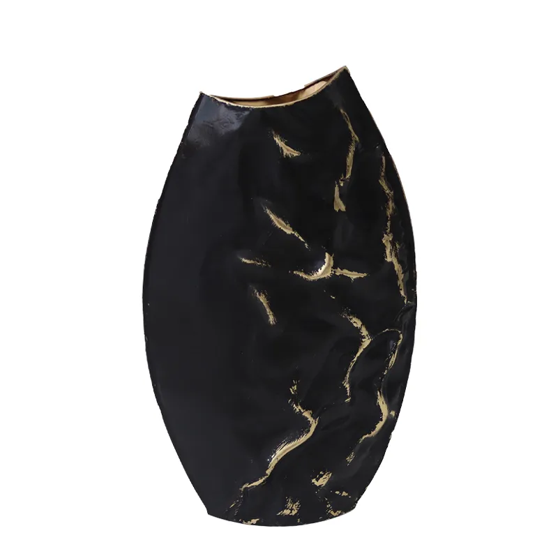 ΜΕΤΑΛΛΙΚΟ ΒΑΖΟ ΜΑΥΡΟ/ΧΡΥΣΟ ΤΣΑΛΑΚΩΤΟ - 27.3x10.2x45.7cm 4/KIB