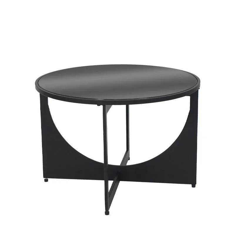 ΤΡΑΠΕΖΙ ΜΕΤΑΛΛΙΚΟ ΜΑΥΡΟ ΜΑΤ ΜΕ ΓΥΑΛΙ ΣΤΡΟΓΓΥΛΛΟ ΚΑΜΑΡΕΣ - Φ61x40cm 1/KIB