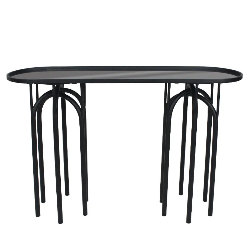 ΚΟΝΣΟΛΑ ΜΕΤΑΛΛΙΚH ΜΑΥΡΟ ΜΑΤ ΜΕ ΓΥΑΛΙ ΣΤΡΟΓΓΥΛΕΜΕΝΟ ΟΡΘΟΓΩΝΙΟ INDUSTRIAL - 120x35.5x81cm 1/KIB