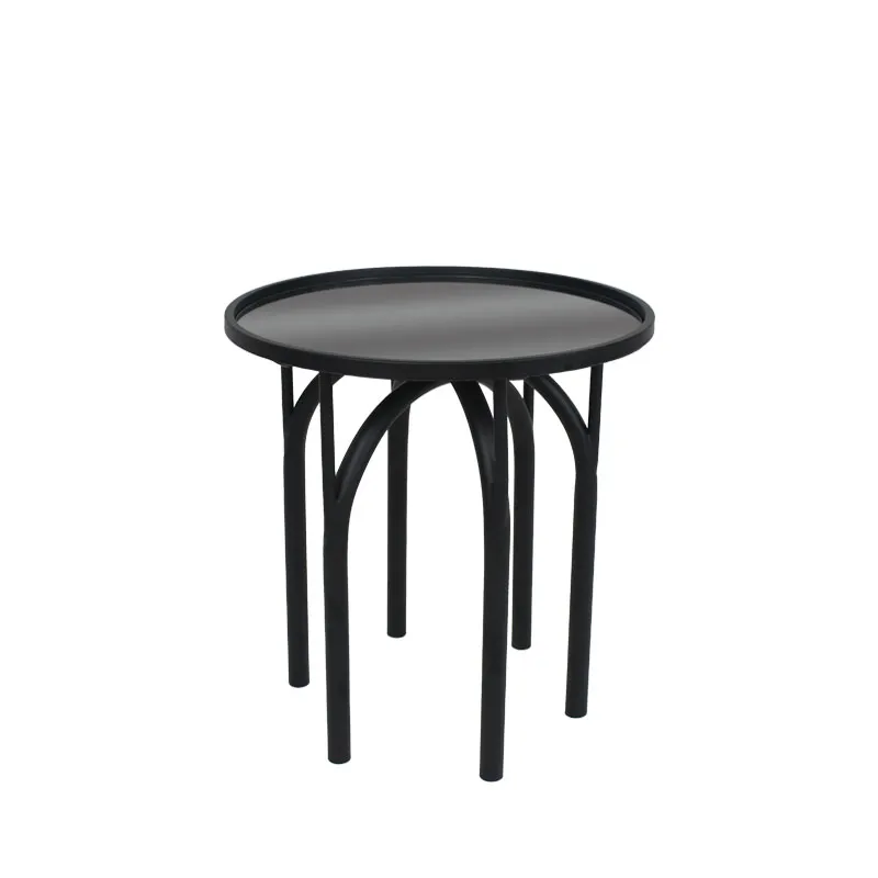 ΤΡΑΠΕΖAKI ΜΕΤΑΛΛΙΚΟ ΜΑΥΡΟ ΜΑΤ ΜΕ ΓΥΑΛΙ ΣΤΡΟΓΓΥΛΟ INDUSTRIAL - Φ40x45cm 2/KIB