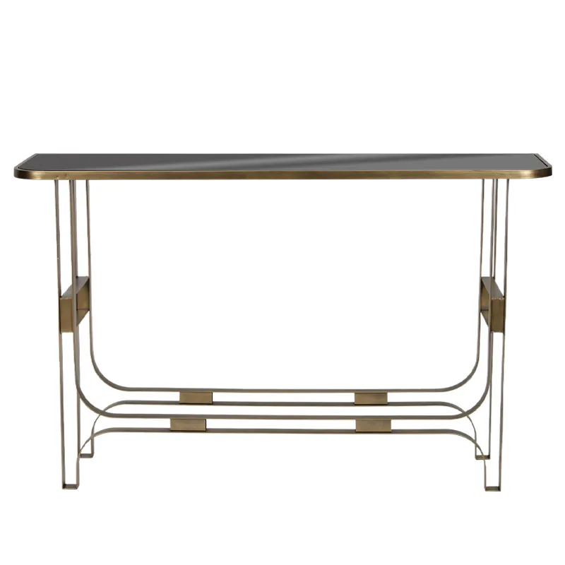 ΚΟΝΣΟΛΑ ΜΕΤΑΛΛΙΚΗ ΧΡΥΣΟ ΜΕ ΓΥΑΛΙ ΟΡΘΟΓΩΝΙΟ MODERN - 120x32x75cm 1/KIB