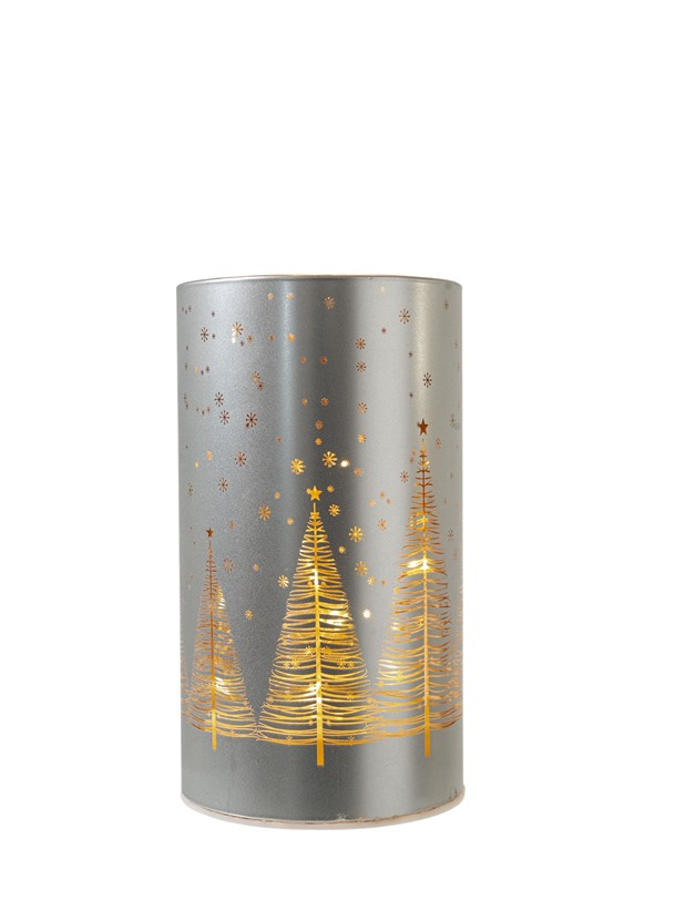 ΓΥΑΛΙΝΗ ΒΑΣΗ ΚΥΛΙΝΔΡΙΚΗ ΑΣΗΜΙ ΜΕ LED 9Χ9Χ16ΕΚ