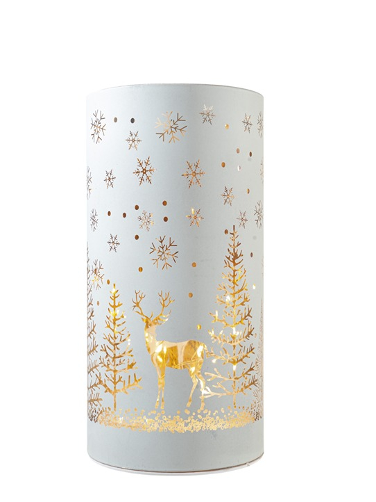 ΓΥΑΛΙΝΗ ΒΑΣΗ ΚΥΛΙΝΔΡΙΚΗ ΛΕΥΚΗ ΜΕ LED 10Χ10Χ20ΕΚ