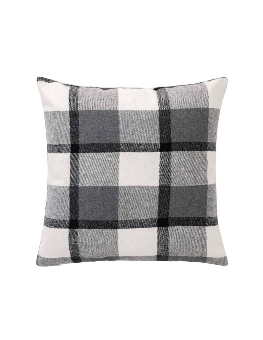 Μαξιλάρι καρό tartan/sherpa ανθρακί 45x45cm