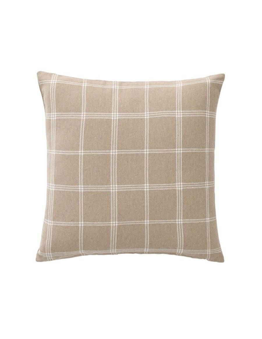 Μαξιλάρι καρό woven cotton/polyester μπεζ 45x45cm