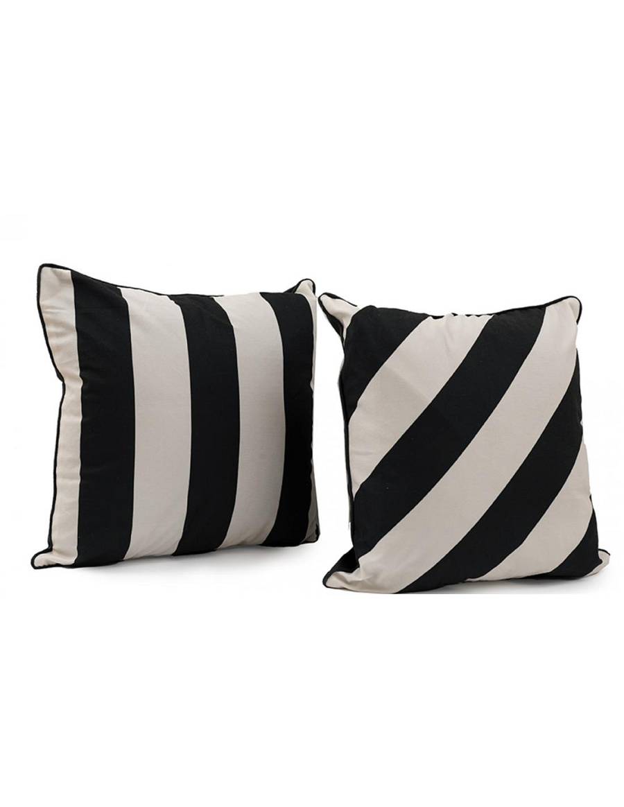 Μαξιλάρι ριγέ μαυρόασπρο 45Χ45
