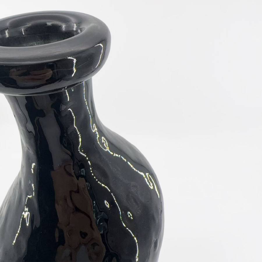 ROMAIN ΒΑΖΟ 15.5x15.5x40cm ΓΥΑΛΙ ΜΑΥΡΟ