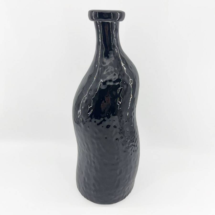 ROMAIN ΒΑΖΟ 15.5x15.5x40cm ΓΥΑΛΙ ΜΑΥΡΟ