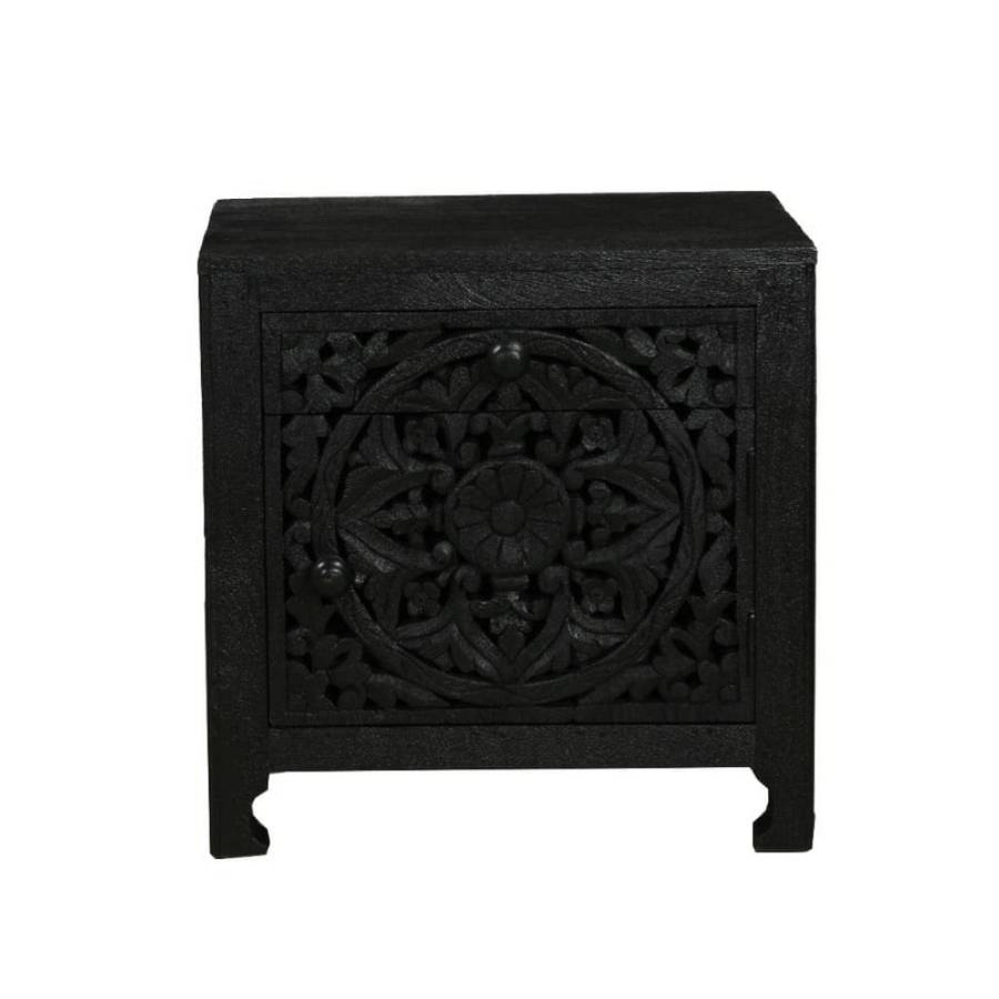 VOLCANO ΚΟΜΟΔΙΝΟ 1ΠΟΡΤΑ 1ΣΥΡΤΑΡΙ ΜΑΥΡΟ 50x40x50cm