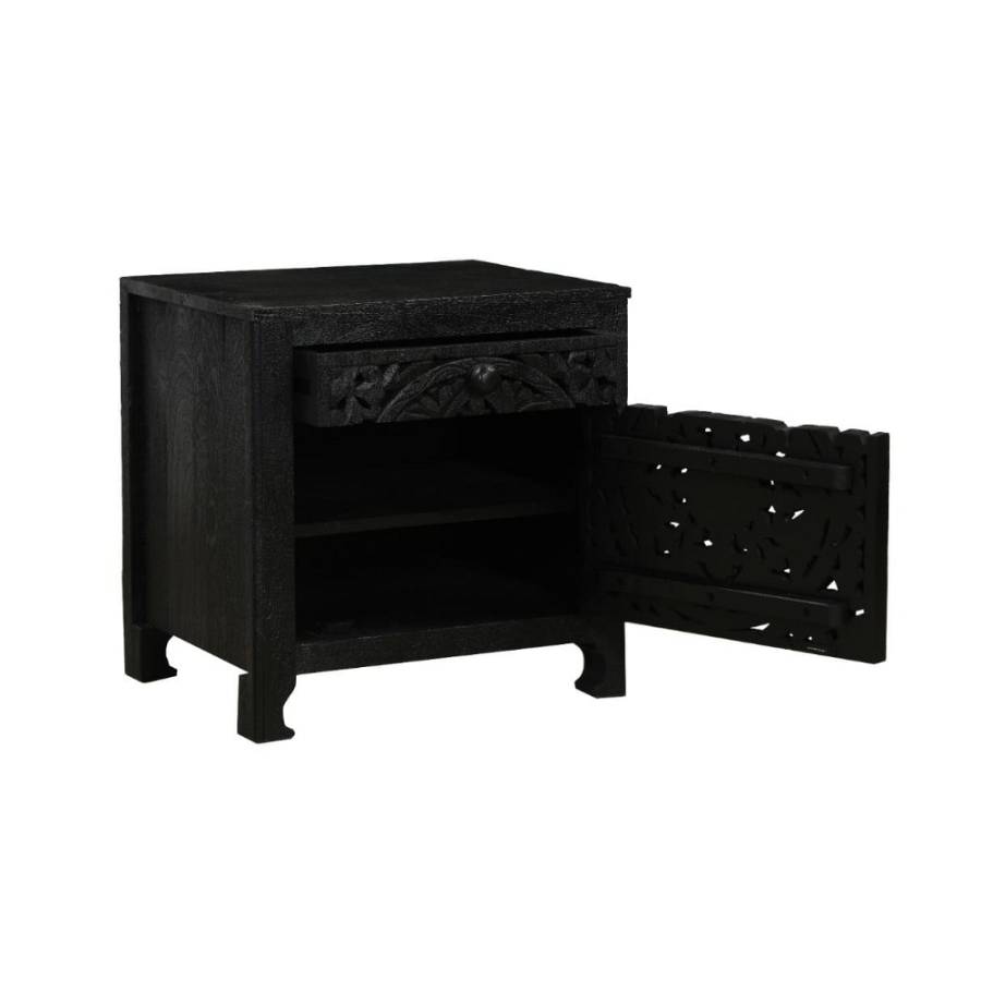 VOLCANO ΚΟΜΟΔΙΝΟ 1ΠΟΡΤΑ 1ΣΥΡΤΑΡΙ ΜΑΥΡΟ 50x40x50cm