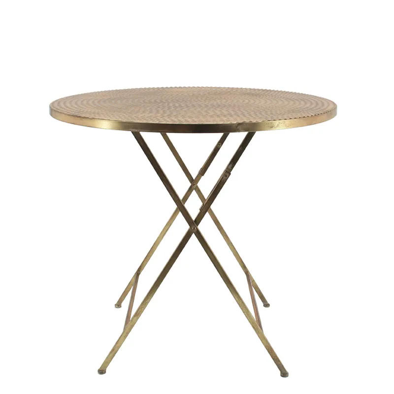 ΜΕΤΑΛΛΙΚΟ ΠΤΥΣΣΟΜΕΝΟ ΤΡΑΠΕΖΑΚΙ ΧΡΥΣΟ ΣΤΡΟΓΓΥΛΟ - Φ56x55.5cm 1/KIB