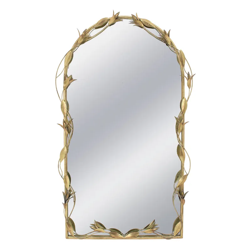 ΜΕΤΑΛΛΙΚΟΣ ΚΑΘΡΕΦΤΗΣ ΤΟΙΧΟΥ ΧΡΥΣΟ ΚΛΑΡΕΣ ΦΥΛΛΩΝ - 66x8x108.5cm 1/KIB