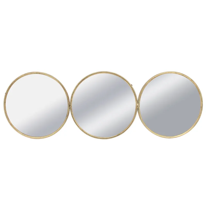 ΜΕΤΑΛΛΙΚΟΣ ΚΑΘΡΕΦΤΗΣ ΤΟΙΧΟΥ ΧΡΥΣΟ ΟΡΙΖΟΝΤΙΟΣ/ΚΥΚΛΟΙ (ΣΥΝΘΕΣΗ X3) - 105x2.5x35cm 2/KIB