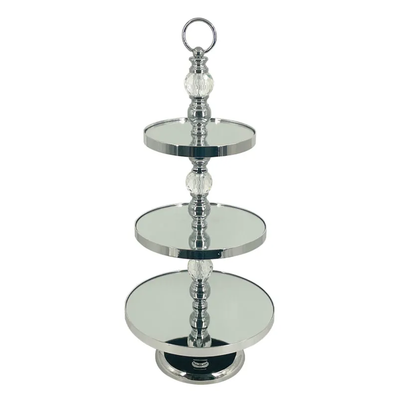 ΟΡΝΤΕΡΒΙΕΡΑ ΜΕΤΑΛΛΙΚΗ ΑΣΗΜΙ/ΛΕΥΚΟ ΣΤΡΟΓΓΥΛΗ 3 ΔΙΣΚΩΝ ΜΕ ΚΡΥΣΤΑΛΛΑ & ΚΑΘΡΕΦΤΗ - Φ30x68cm 6/ΚΙΒ