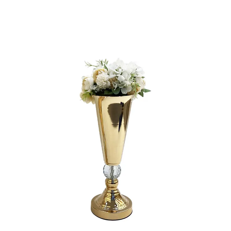 ΒΑΖΟ ΜΕΤΑΛΛΙΚO ΧΡΥΣΟ/ΛΕΥΚΟ ΚΛΑΣΙΚΟ ΜΕ ΚΡΥΣΤΑΛΛΟ ΜΙΚΡΟ - Φ12x33cm 24/ΚΙΒ