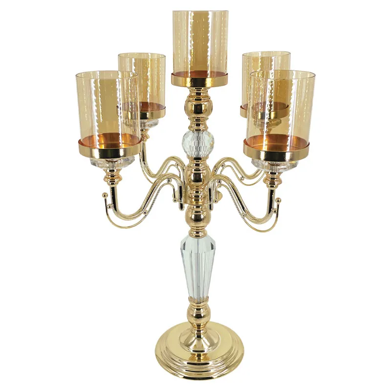 ΚΗΡΟΠΗΓΙΟ ΜΕΤΑΛΛΙΚΟ ΧΡΥΣΟ/ΛΕΥΚΟ/ΜΕΛΙ ΚΛΑΣΙΚΟ ΜΕ ΚΡΥΣΤΑΛΛΑ 5 ΘΕΣΕΩΝ - Φ36x60cm 6/ΚΙΒ