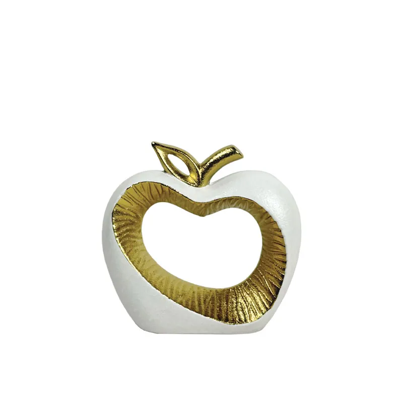 ΚΕΡΑΜΙΚΟ ΔΙΑΚΟΣΜΗΤΙΚΟ ΜΗΛΟ ΛΕΥΚΟ/ΧΡΥΣΟ ΜΕ ΤΡΥΠΑ - 19.8cm 1/16ΚΙΒ