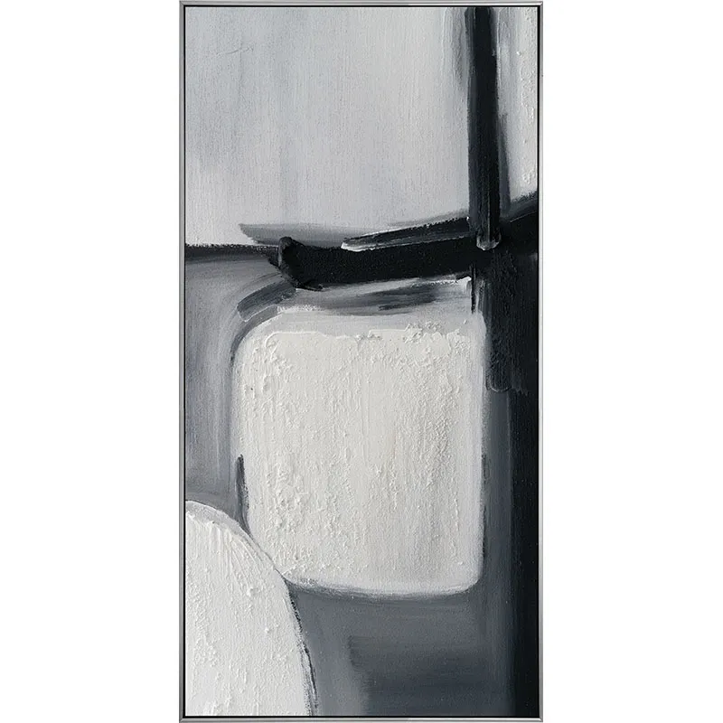 ΠΙΝΑΚΑΣ ΚΑΜΒΑΣ ΑΣΠΡΟΜΑΥΡΟ ΑΦΗΡΗΜΕΝΟ ΣΧΕΔΙΟ ΣΕ ΚΟΡΝΙΖΑ - 62.5x122.5x3.5cm 6/ΚΙΒ