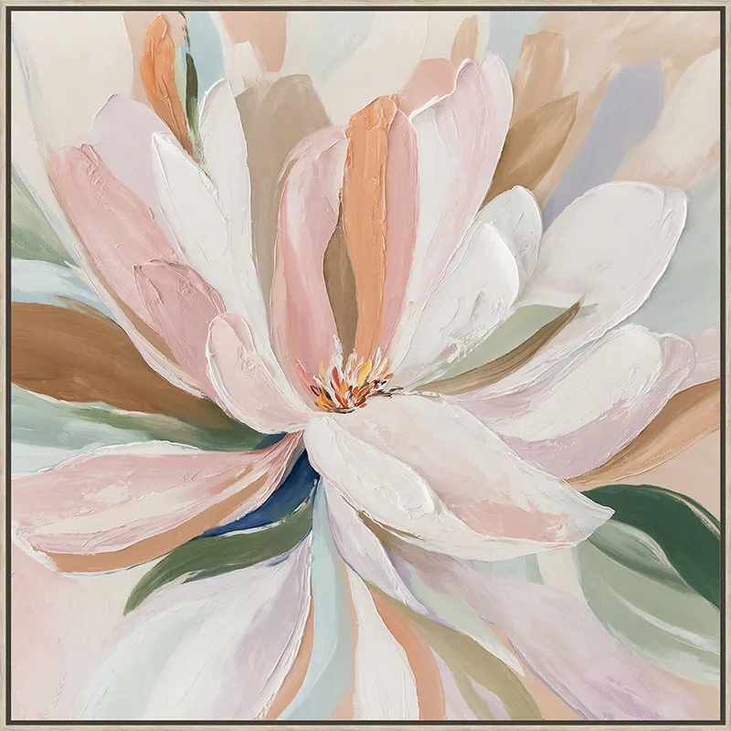 ΠΙΝΑΚΑΣ ΚΑΜΒΑΣ ΡΟΖ/ΠΡΑΣΙΝΟ ΛΟΥΛΟΥΔΙ ΣΕ ΚΟΡΝΙΖΑ - 102.5x102.5x3.5cm 6/ΚΙΒ