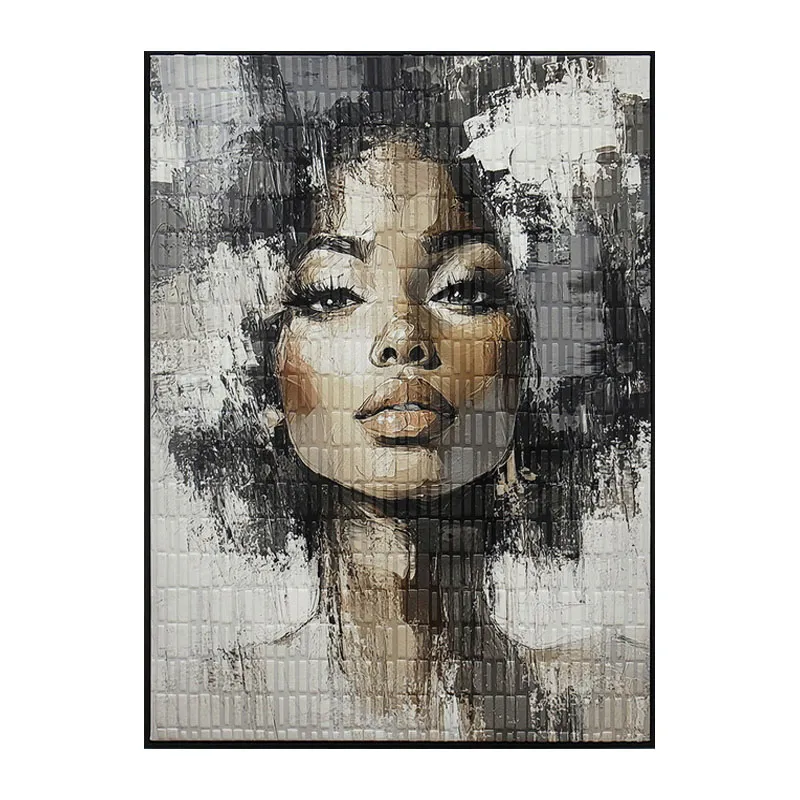 ΠΙΝΑΚΑΣ ΚΑΜΒΑΣ ΓΥΝΑΙΚΑ-ΗΡΕΜΙΑ ΑΣΠΡΟΜΑΥΡΟ/ΧΡΥΣΟ ΑΝΑΓΛΥΦΟ ΕΦΕ ΣΕ ΚΟΡΝΙΖΑ - 60x80x3.5cm 15/ΚΙΒ