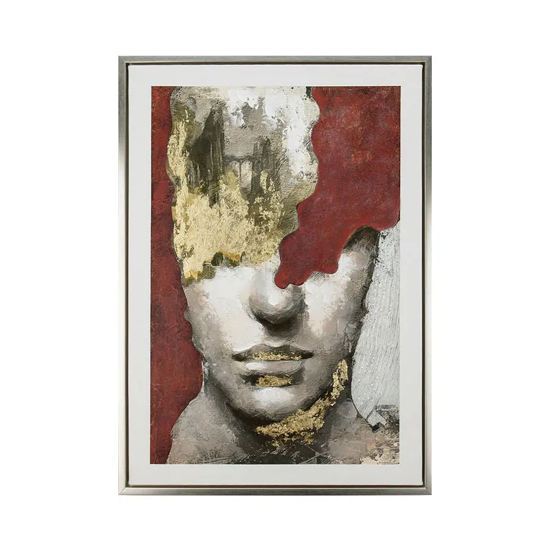 ΠΙΝΑΚΑΣ ΚΑΜΒΑΣ ΠΡΟΣΩΠΟ KOKKINO/ΧΡΥΣΟ/ΓΚΡΙ ΑΝΑΓΛΥΦΟ ΕΦΕ ΣΕ ΚΟΡΝΙΖΑ - 50x70x3.8cm 10/ΚΙΒ