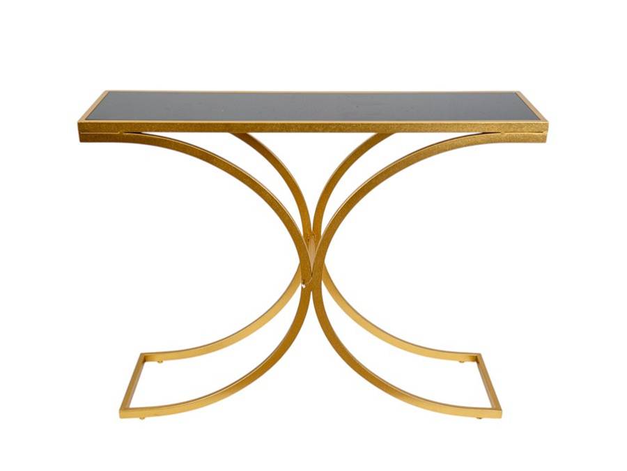 ΚΟΝΣΟΛΑ ΜΕΤΑΛΛΙΚΗ ΧΡΥΣΗ ΜΕ ΜΑΥΡΟ ΤΖΑΜΙ 106,50Χ30,5Χ79,5ΕΧΚ