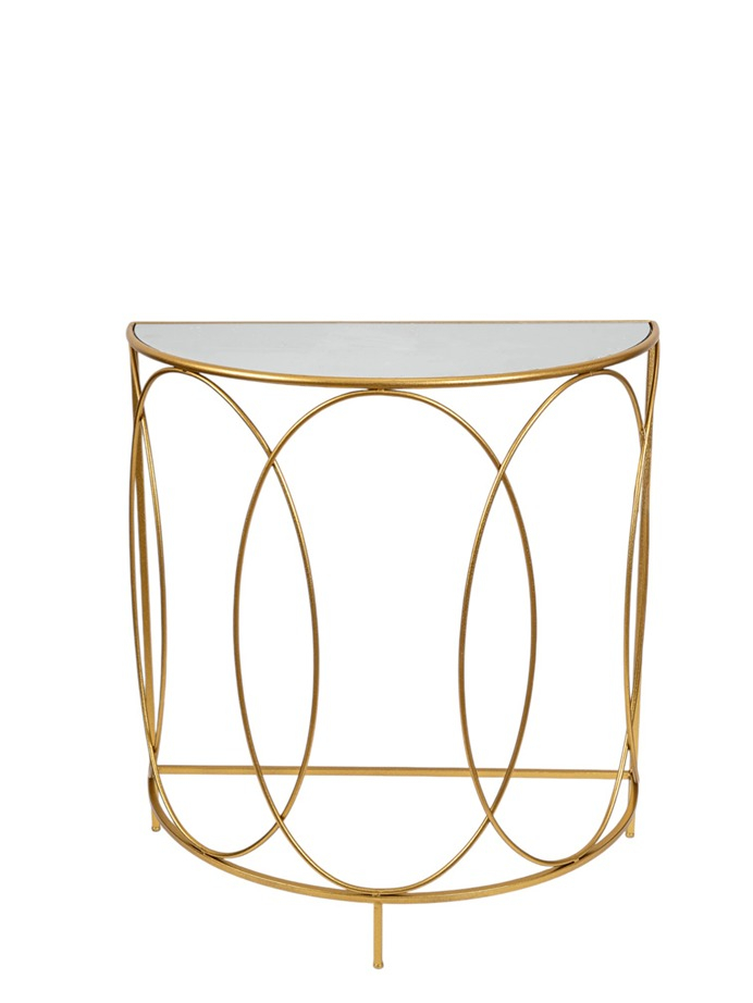 ΜΕΤΑΛΛΙΚΗ ΚΟΝΣΟΛΑ ΧΡΥΣΗ ΟΒΑΛ ΜΕ ΤΖΑΜΙ ΚΑΘΡΕΠΤΗ 75Χ37,56Χ81ΕΚ