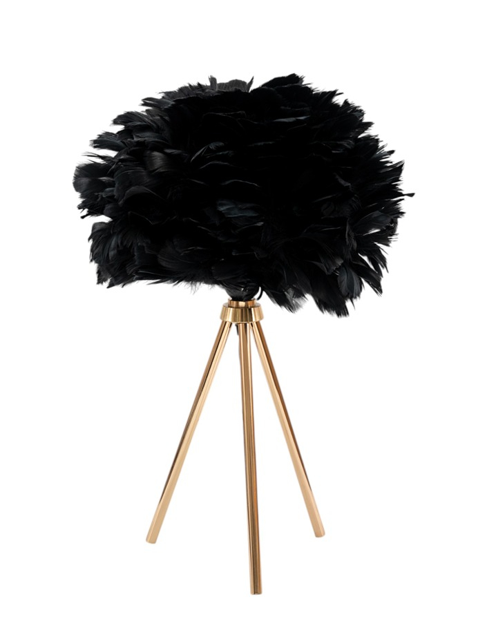 ΛΑΜΠΑ ΜΕ ΧΡΥΣΟ ΤΡΙΠΟΔΑ ΚΑΙ ΚΑΠΕΛΟΥ ΜΑΥΡΟ ΠΟΥΠΟΥΛΟ ΜΕΓΕΘΟΣ  30Χ18ΕΚ ΚΑΙ ΣΥΝΟΛΙΚΟ ΥΨΟΣ 46ΕΚ