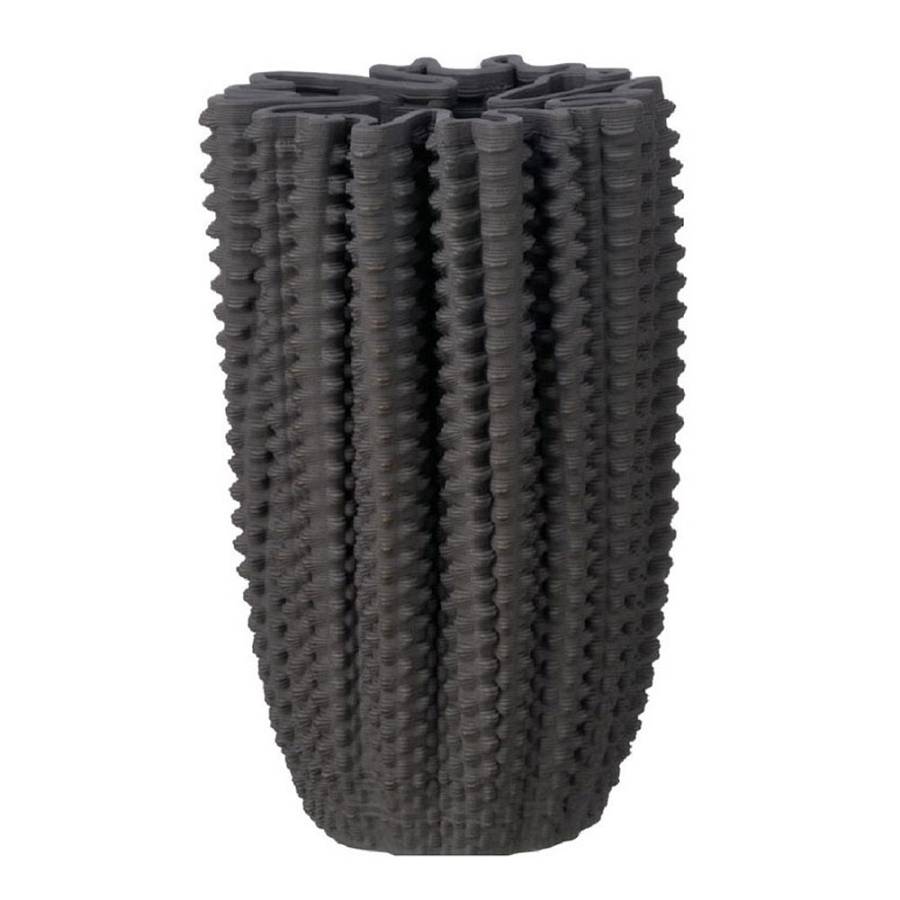 VELISSE ΒΑΖΟ 16x16x24cm ΚΕΡΑΜΙΚΟ ΓΚΡΙ ΣΚΟΥΡΟ