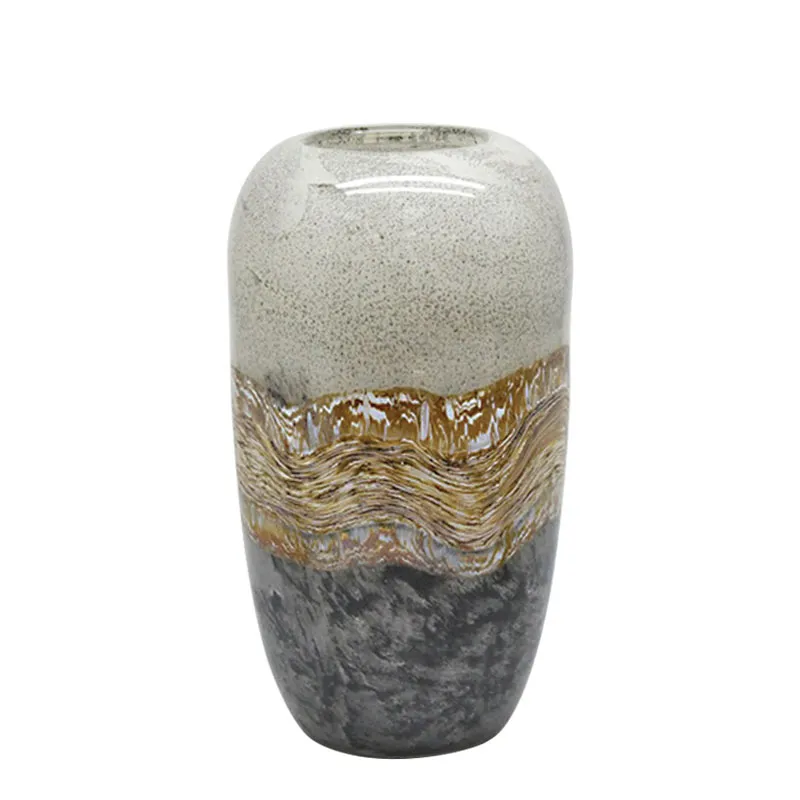 ΒΑΖΟ ΑΠΟ ΦΥΣΗΤΟ ΓΥΑΛΙ ΩΟΕΙΔΕΣ ΜΠΕΖ/ΜΕΛΙ & ΓΚΡΙ ΜΑΡΜΑΡΟ ΜΕΓΑΛΟ - Φ17.5x31cm 4/ΚΙΒ