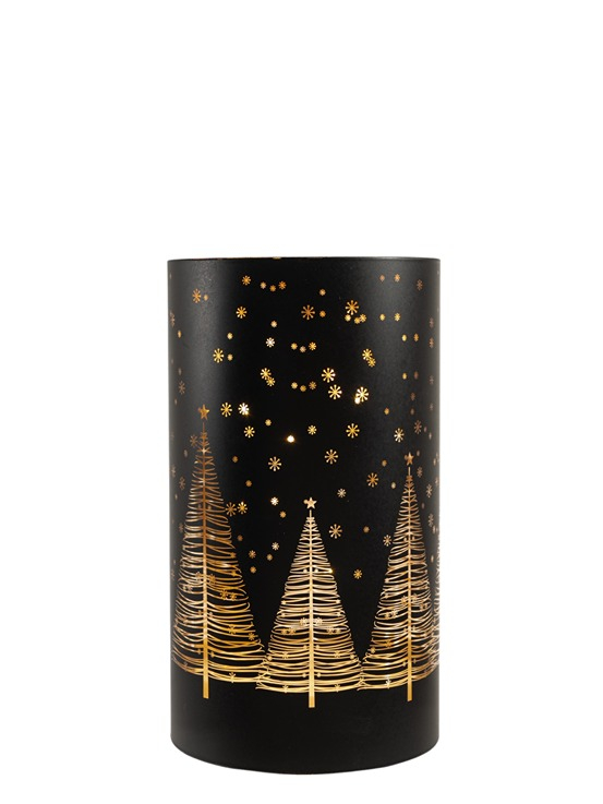 ΓΥΑΛΙΝΗ ΒΑΣΗ ΚΥΛΙΝΔΡΙΚΗ ΜΑΥΡΗ ΜΕ LED 9Χ9Χ16ΕΚ