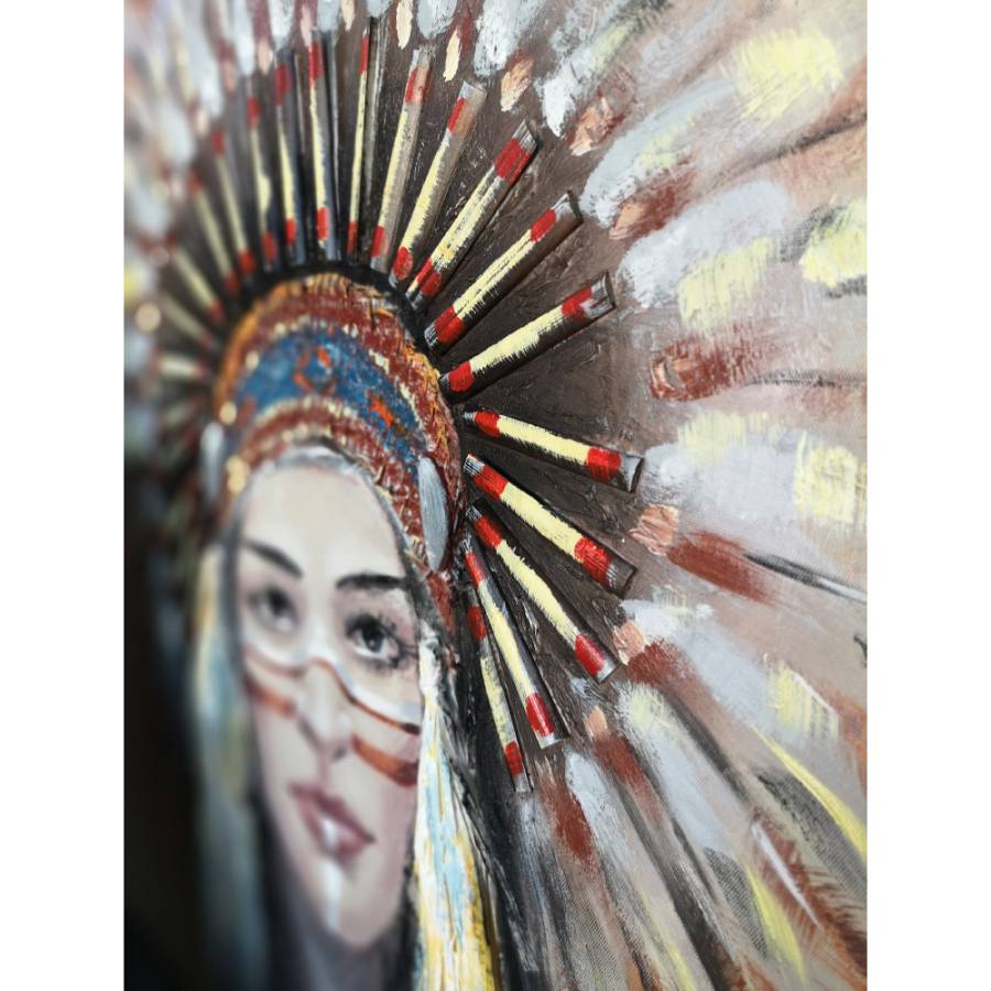 INDIAN GIRL ΠΙΝΑΚΑΣ ΔΙΑΚΟΣΜΗΣΗΣ 90x90x4cm ΚΑΜΒΑΣ ΞΥΛΟ