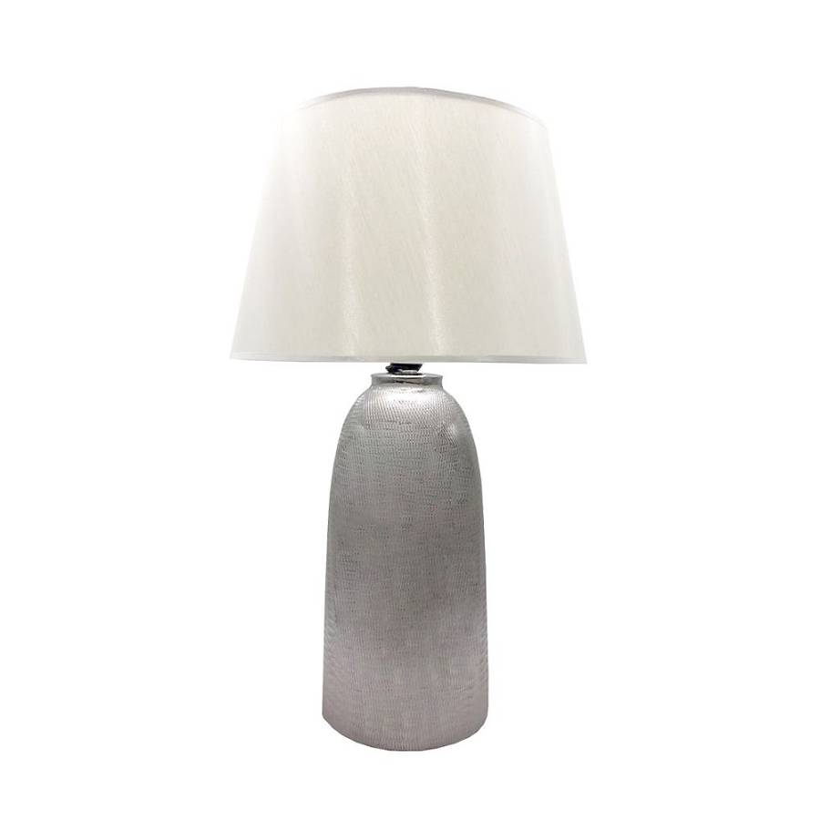 ARGENT ΦΩΤΙΣΤΙΚΟ ΕΠΙΤΡΑΠΕΖΙΟ 40x40x67cm ΚΕΡΑΜΙΚΟ ΑΣΗΜΙ ΛΕΥΚΟ ΥΦΑΣΜΑ
