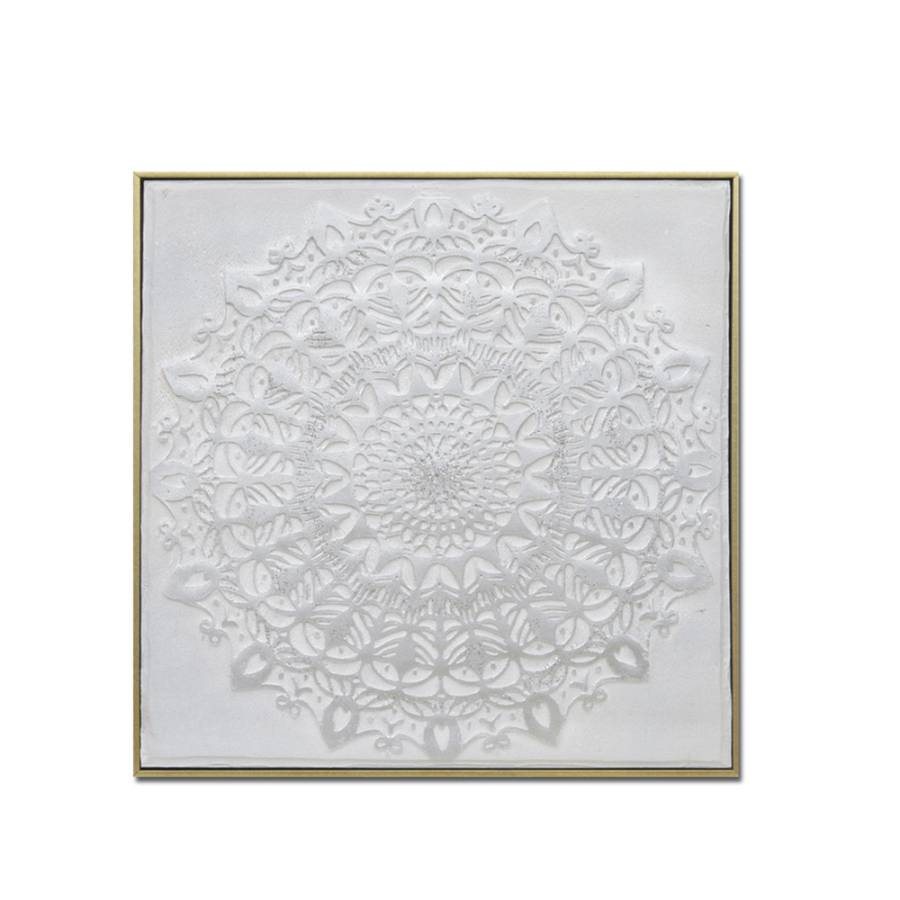 MANDALA ΠΙΝΑΚΑΣ ΔΙΑΚΟΣΜΗΣΗΣ 62x62x5cm ΚΑΜΒΑΣ ΛΕΥΚΟ ΧΡΥΣΟ ΞΥΛΟ
